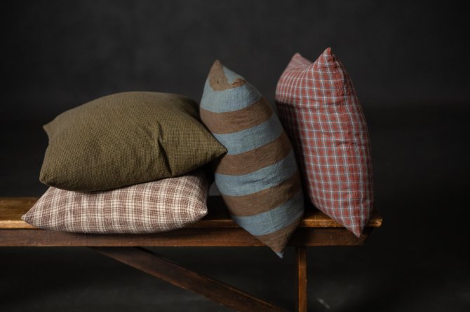 checked linen cushion