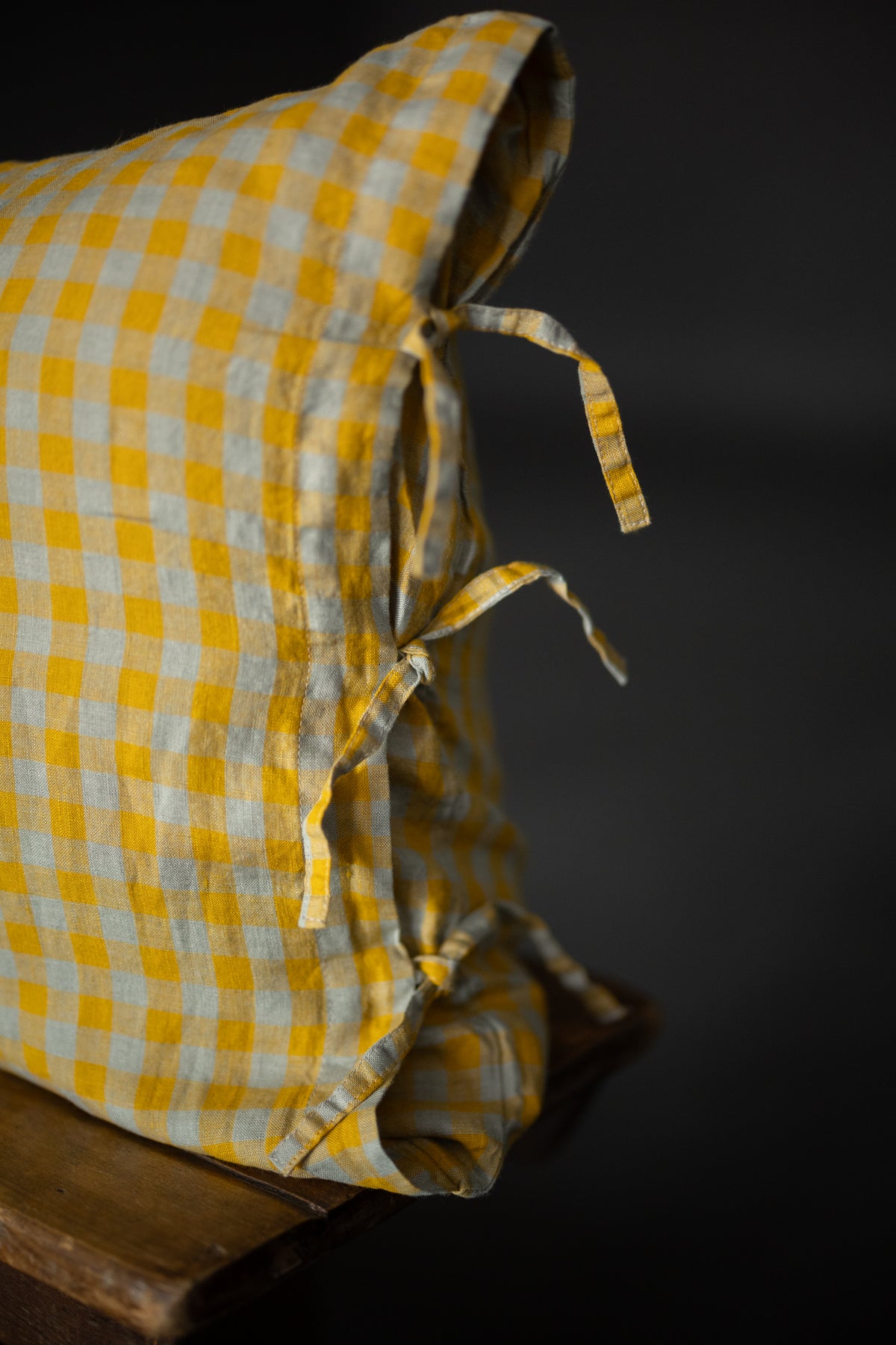 Laundered Linen Tie Pillowcase - Tangerine Dreams