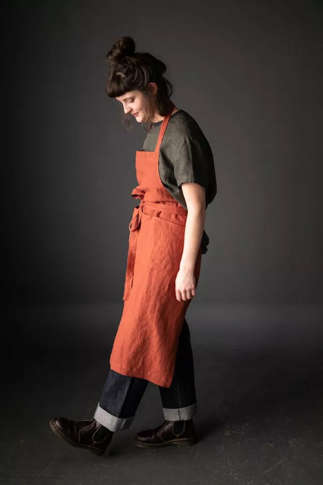 Laundered Linen Workaday Apron - Rosa Gingham