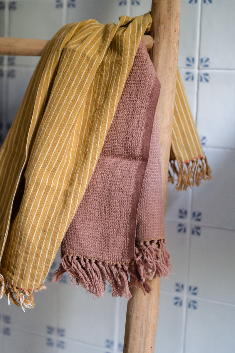 Handloom Hand Towel - Ochre Stripe