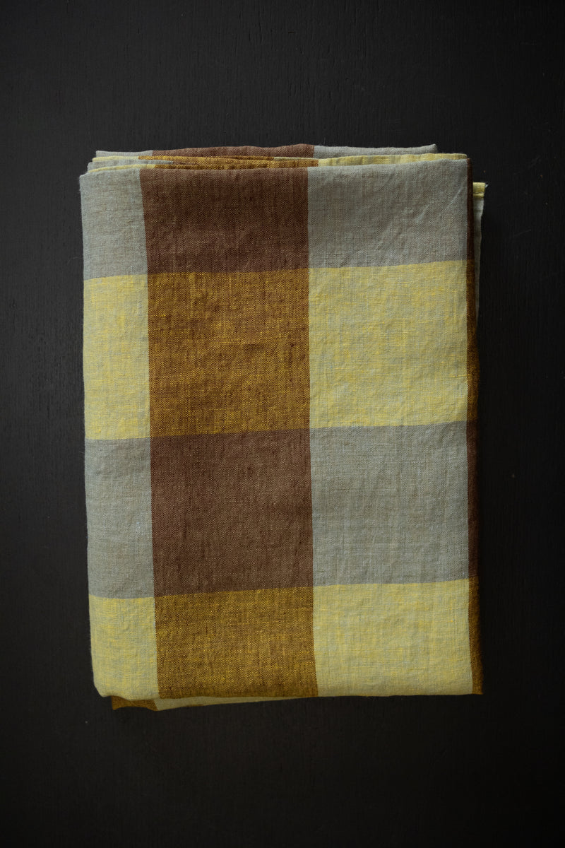 Laundered Linen Tablecloth - Hay Bale Blues