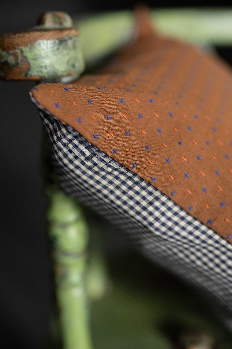 Rectangular Cushion -  Rust Bobbette/Myrtle Gingham
