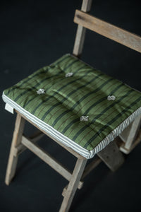 Cotton Ticking Squab Cushion - Alpine