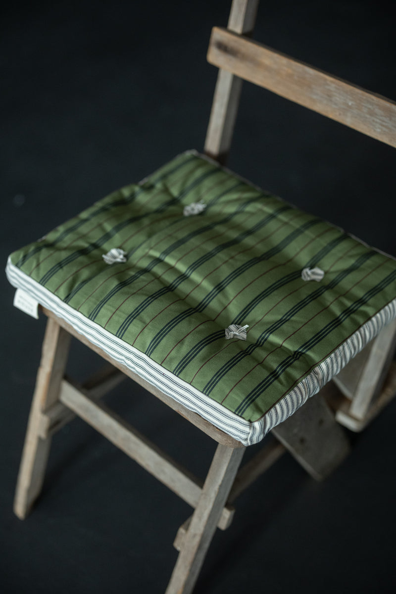 Cotton Ticking Squab Cushion - Alpine