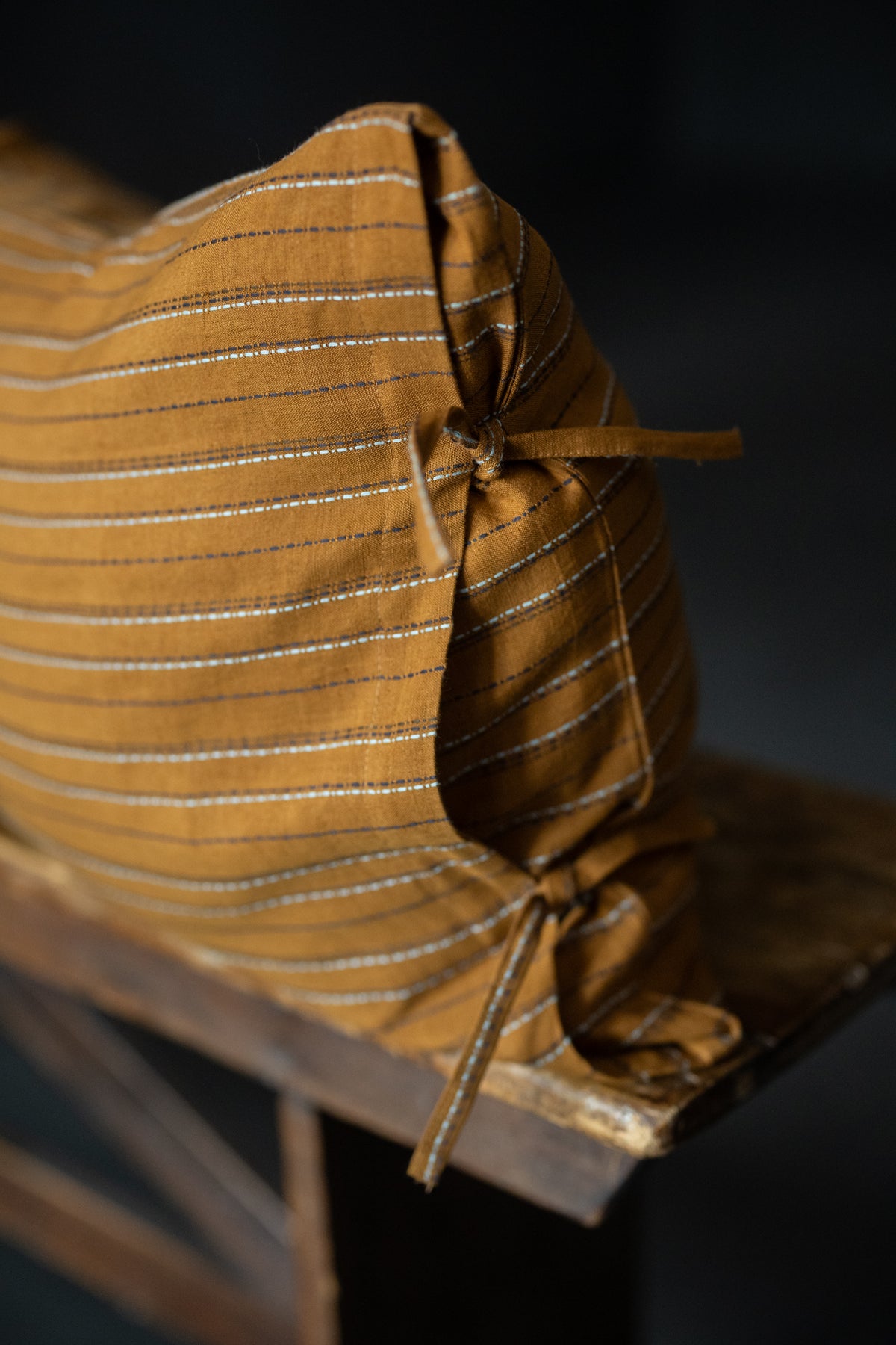 Indian Cotton/Linen Tie Pillowcase Extra Long - Canyon Stitch