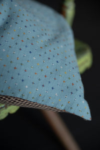 Rectangular Cushion -  Blue Bobbette/Mocha Gingham