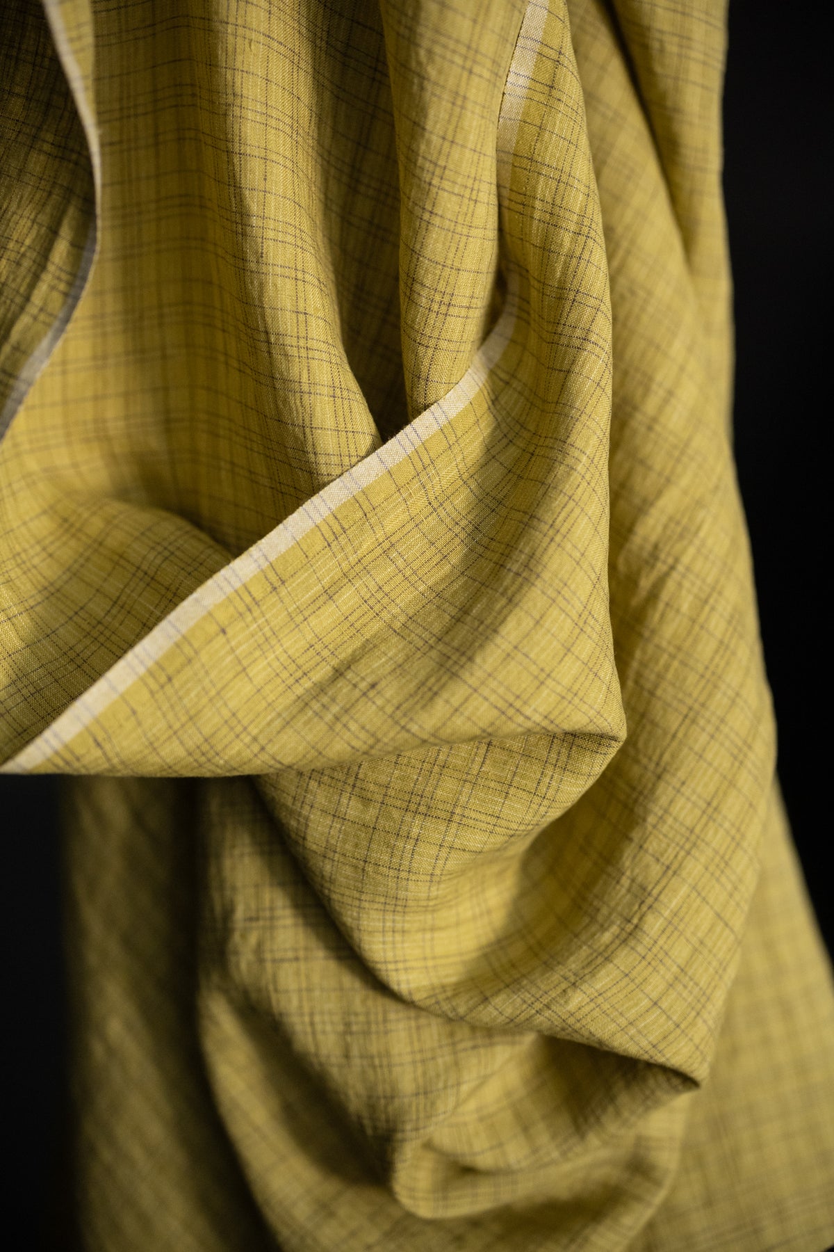 Laundered Linen Tie Pillowcase - Limequat Check