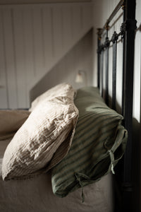 Laundered Linen Tie Pillowcase Extra Long - Hampton Stripe