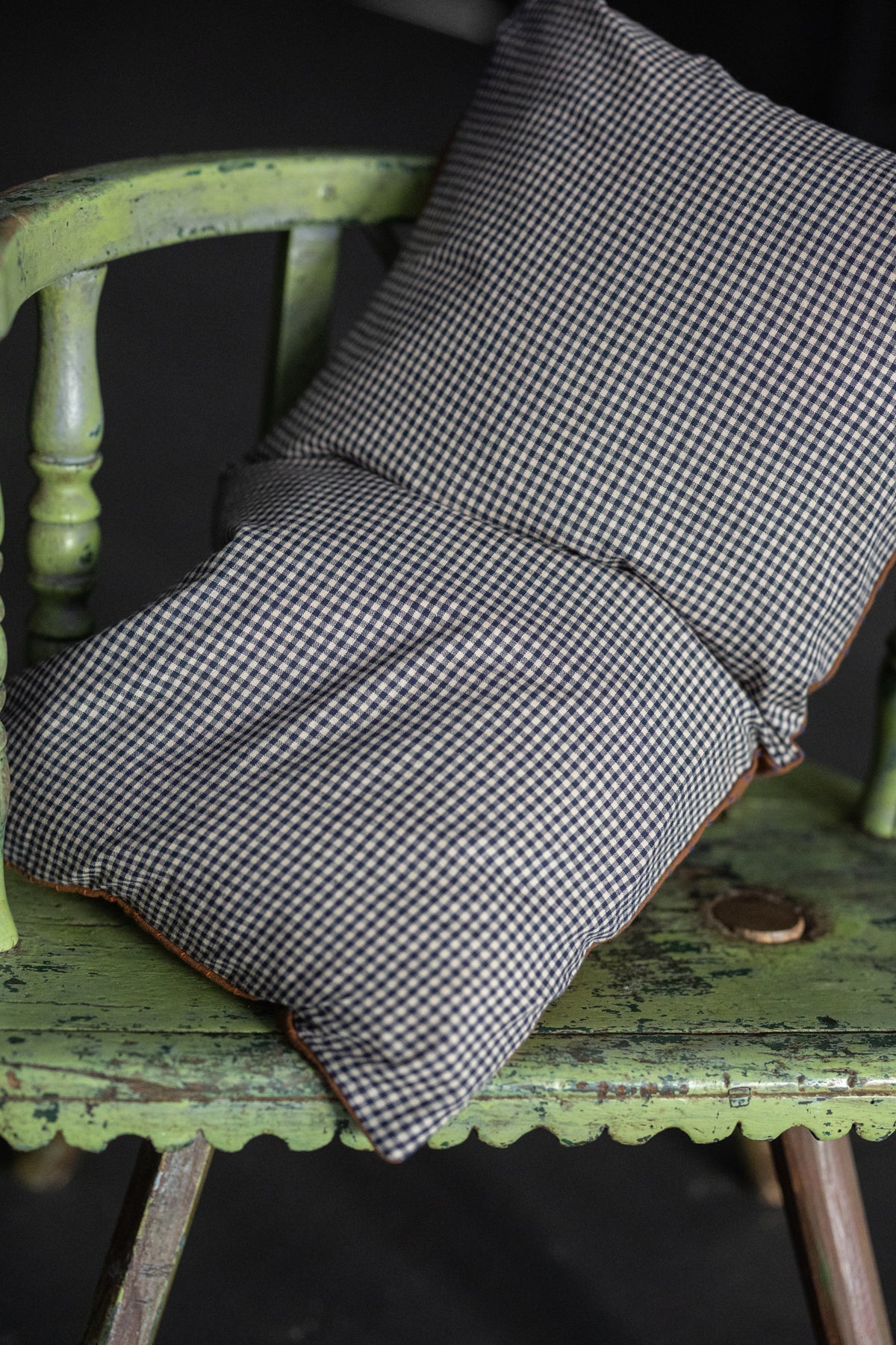 Rectangular Cushion -  Rust Bobbette/Myrtle Gingham