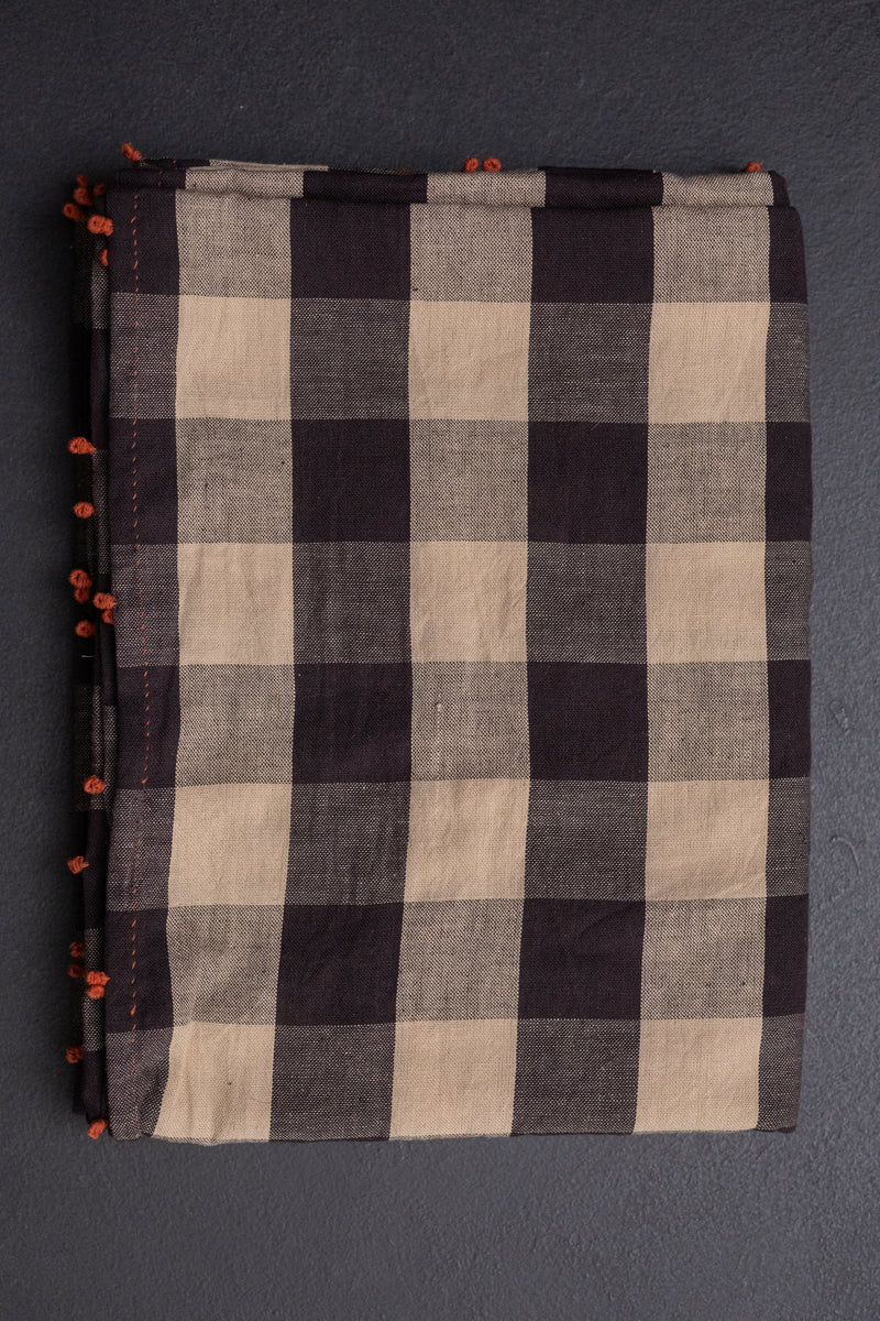 Handwoven & Handstitched Kala Cotton Tablecloth - Coffee Creme
