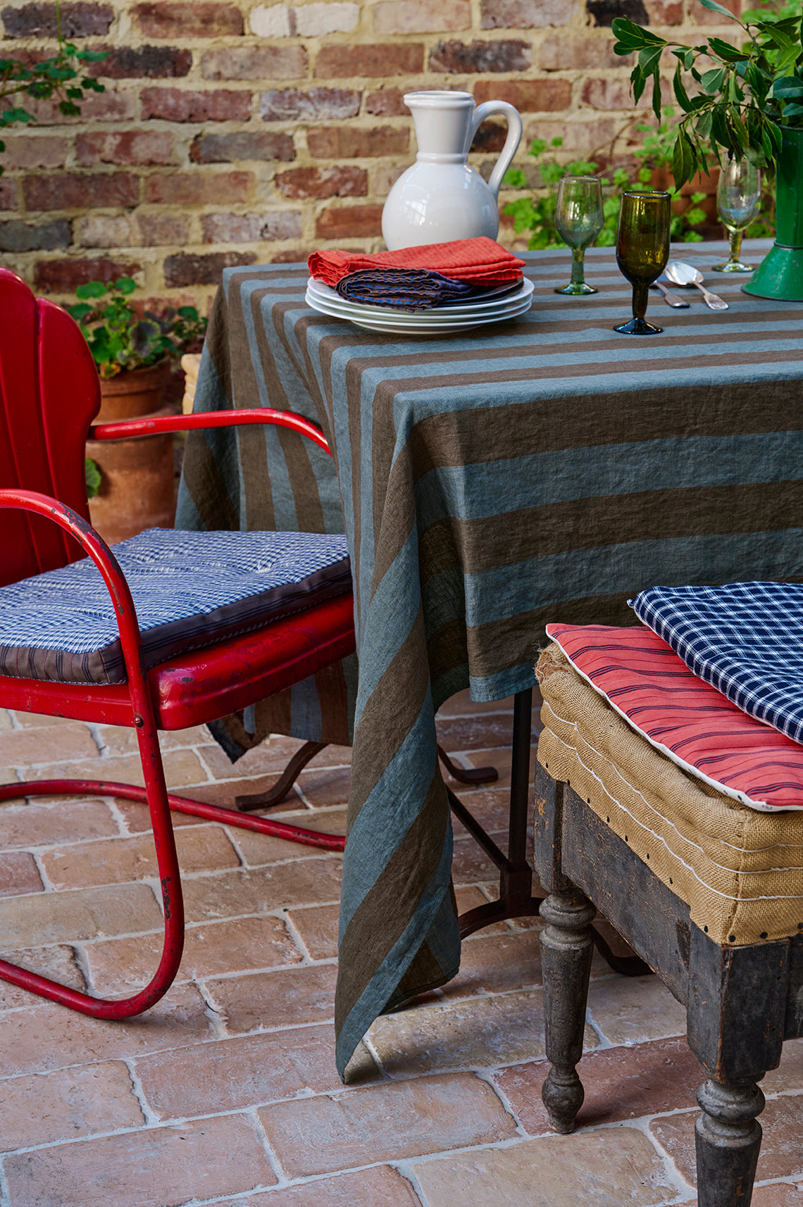 Laundered Linen Tablecloth - Gardener Stripe