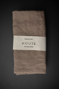 Laundered Linen Napkin Set of Two -  Fudge Check