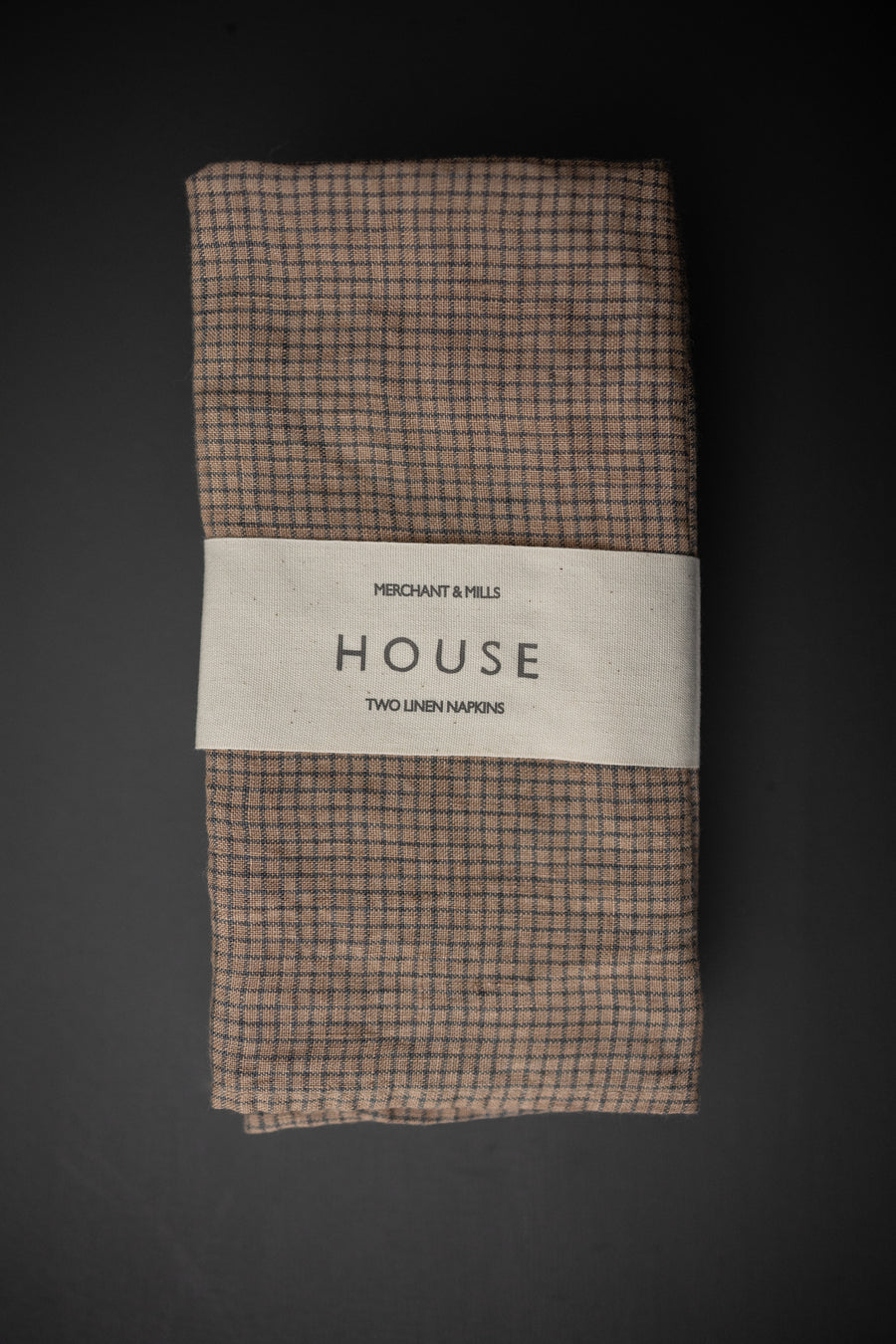 Laundered Linen Napkin Set of Two -  Fudge Check