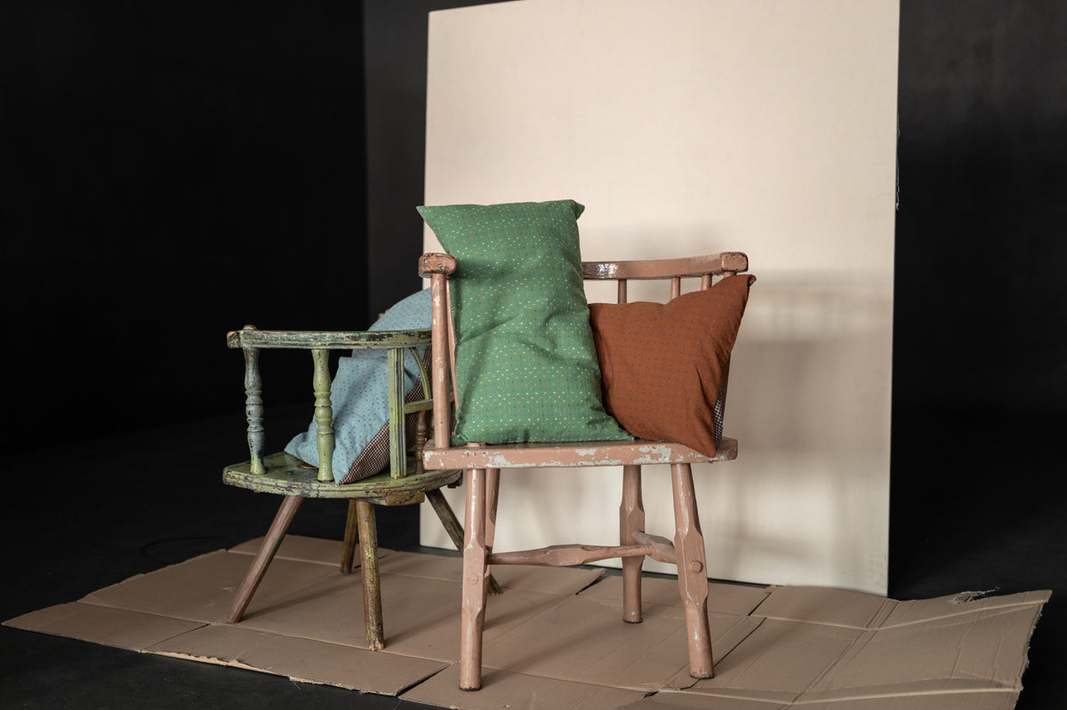 Rectangular Cushion -  Rust Bobbette/Myrtle Gingham