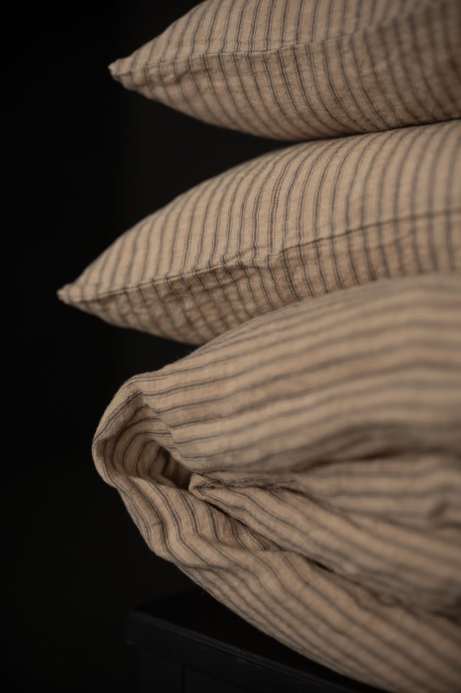 stripy linen pillowcase bedlinen