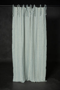 Laundered Linen Curtain With Tie Top - Dosa Aqua