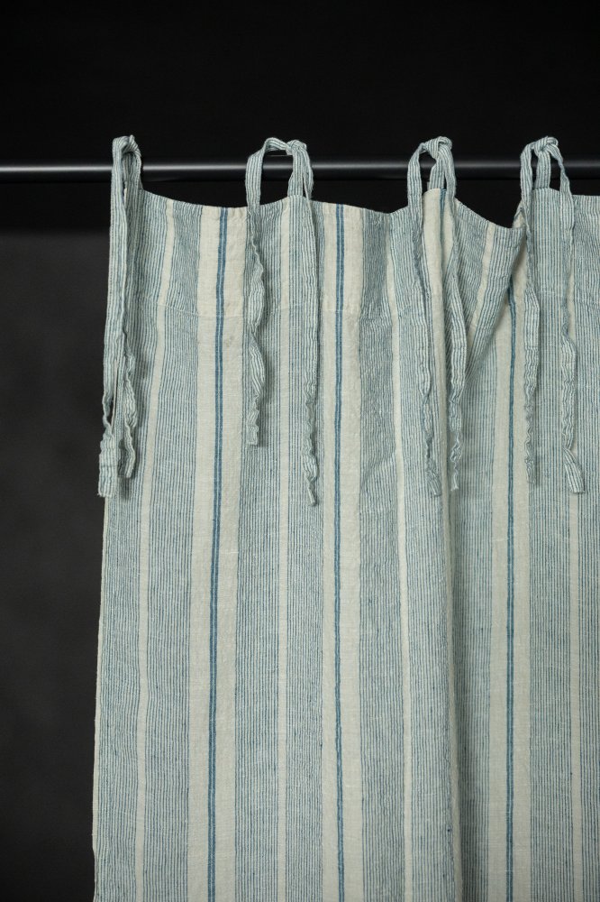 Laundered Linen Curtain With Tie Top - Dosa Aqua