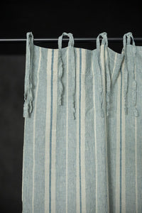 Laundered Linen Curtain With Tie Top - Dosa Aqua
