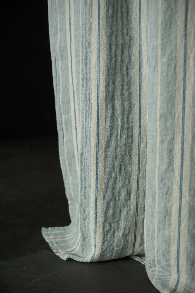Laundered Linen Curtain With Tie Top - Dosa Aqua