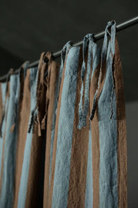 Laundered Linen Curtain With Tie Top - Gardener Stripe