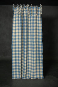 Laundered Linen Curtain With Tie Top - Halland Gingham