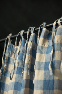 Laundered Linen Curtain With Tie Top - Halland Gingham
