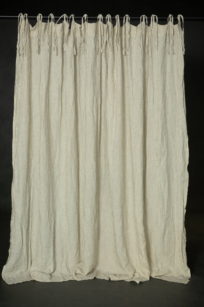Laundered Linen Curtain Extra Wide With Tie Tops - Leasam