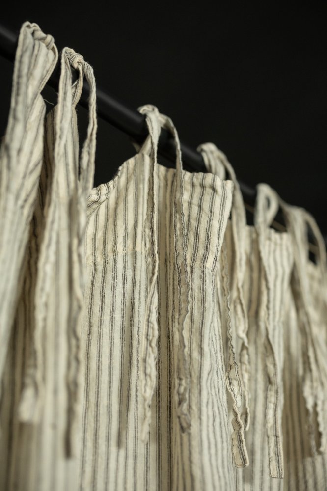 Laundered Linen Curtain Extra Wide With Tie Tops - Leasam