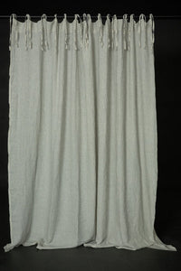 Laundered Linen Curtain Extra Wide With Tie Tops - Nantucket