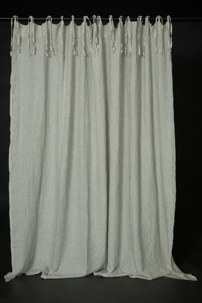 Laundered Linen Curtain Extra Wide With Tie Tops - Nantucket