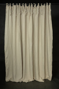 Laundered Linen Curtain Extra Wide With Tie Tops - Natural