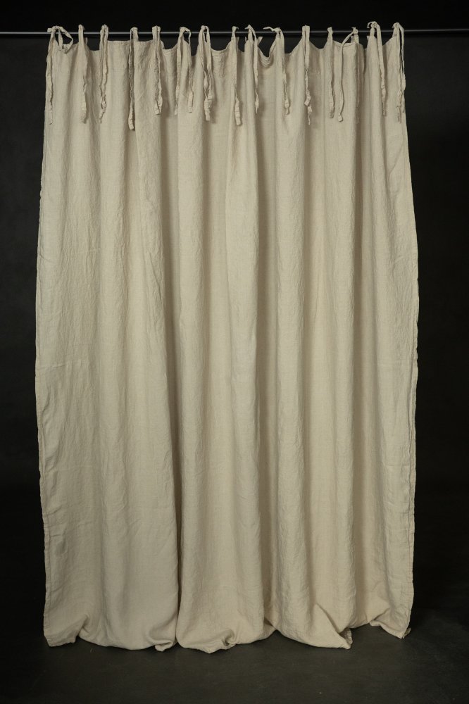 Laundered Linen Curtain Extra Wide With Tie Tops - Natural