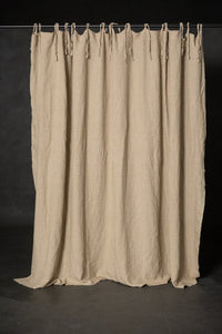 checked extra wide linen curtain