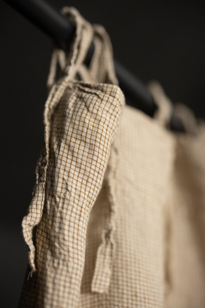 checked extra wide linen curtain
