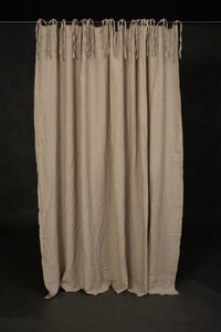 Laundered Linen Curtain Extra Wide With Tie Tops - Saltcote