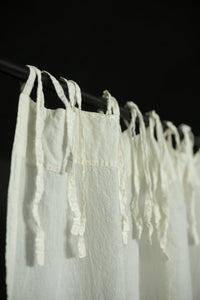 Laundered Linen Curtain Extra Wide With Tie Tops - Warm White