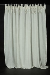 Laundered Linen Curtain Extra Wide With Tie Tops - Warm White