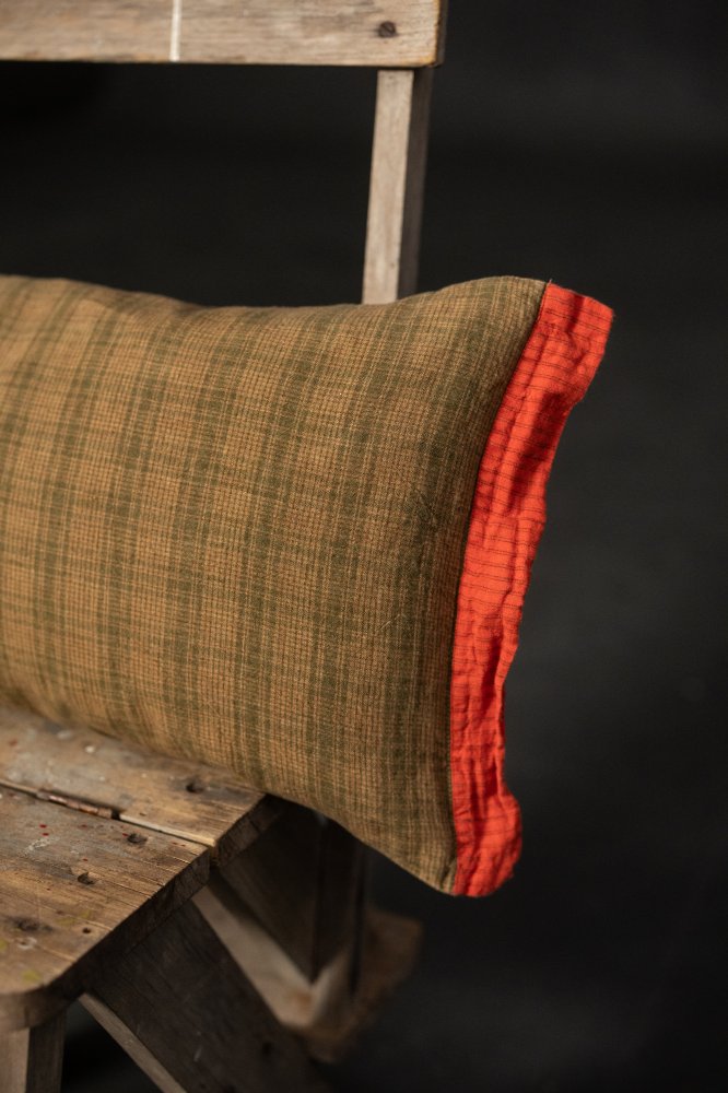 linen check pillow cushion