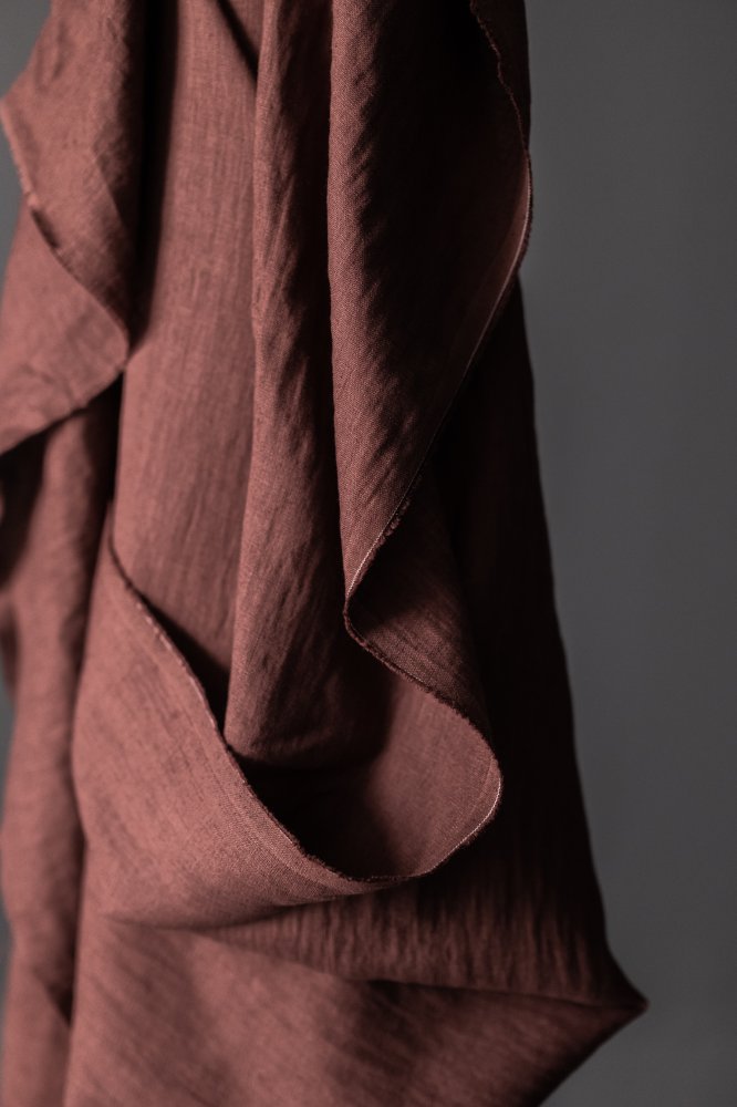 Laundered Linen Kantha Stitched Quilt - Chatou Rust/Oxblood
