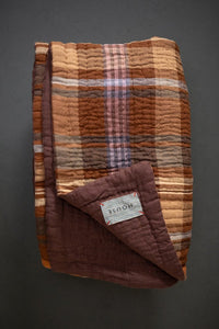 Laundered Linen Kantha Stitched Quilt - Chatou Rust/Oxblood