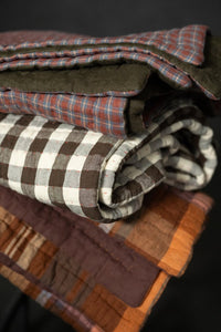 Laundered Linen Kantha Stitched Quilt - Chatou Rust/Oxblood
