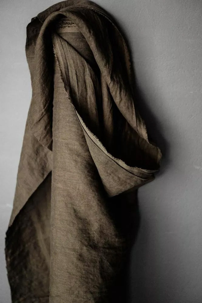 Laundered Linen Kantha Stitched Quilt - Sansho Spice/Knapsack