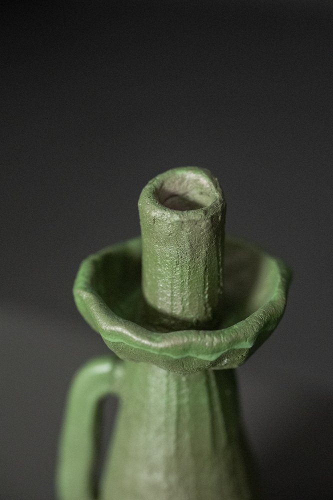 Handbuilt Candlestick - Green