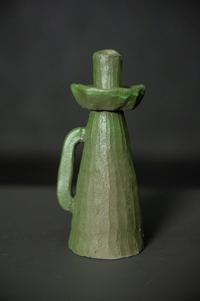 Handbuilt Candlestick - Green
