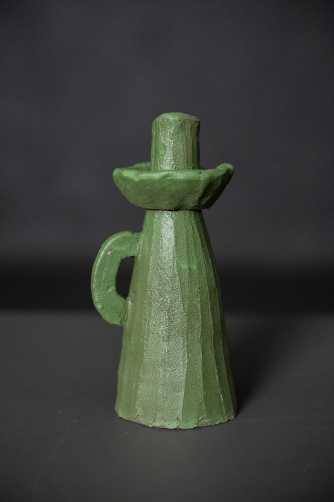 Handbuilt Candlestick - Green