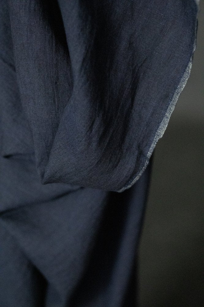 Laundered Linen Napkin Set of Two - Blue Black