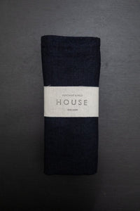 Laundered Linen Napkin Set of Two - Blue Black