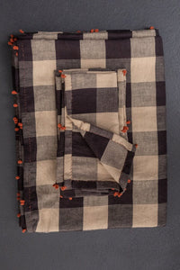 Handwoven & Handstitched Kala Cotton Napkin Set of Two - Coffee Creme