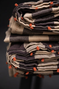 Handwoven & Handstitched Kala Cotton Napkin Set of Two - Coffee Creme