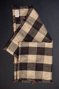 Handwoven & Handstitched Kala Cotton Napkin Set of Two - Coffee Creme